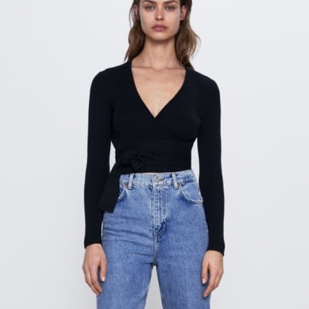 Zara Ribbed Wrap Top
